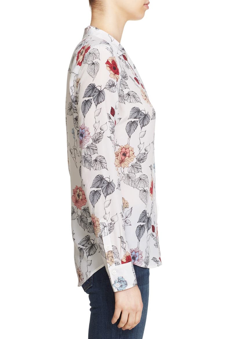Adalyn Floral Print Silk Shirt, Alternate, color, BRIGHT WHITE MULTI