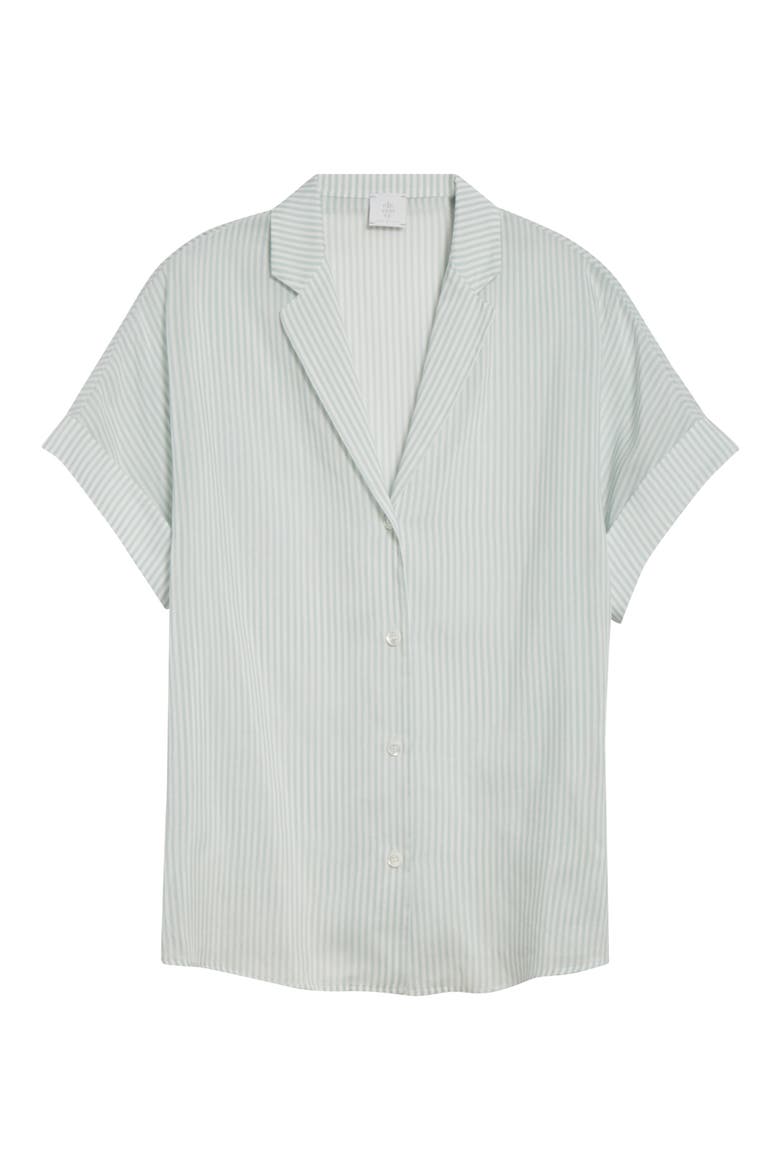 Stripe Cotton & Silk Camp Shirt, Alternate, color, JADE