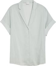 Eleventy Stripe Cotton & Silk Camp Shirt