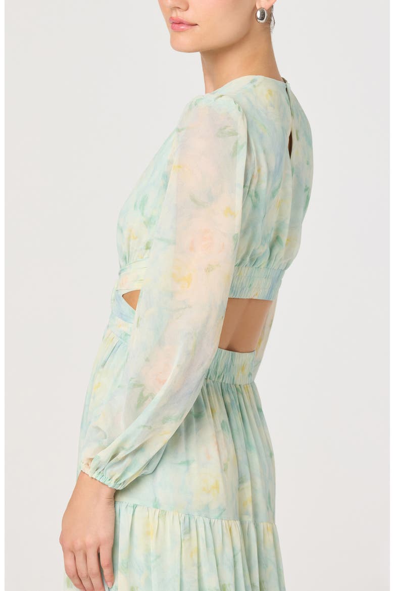 Klarissa Long Sleeve Chiffon Maxi Dress, Alternate, color, SEAFOAM FLORAL