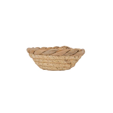Woven Dish Basket Natural Corn Husk & Seagrass