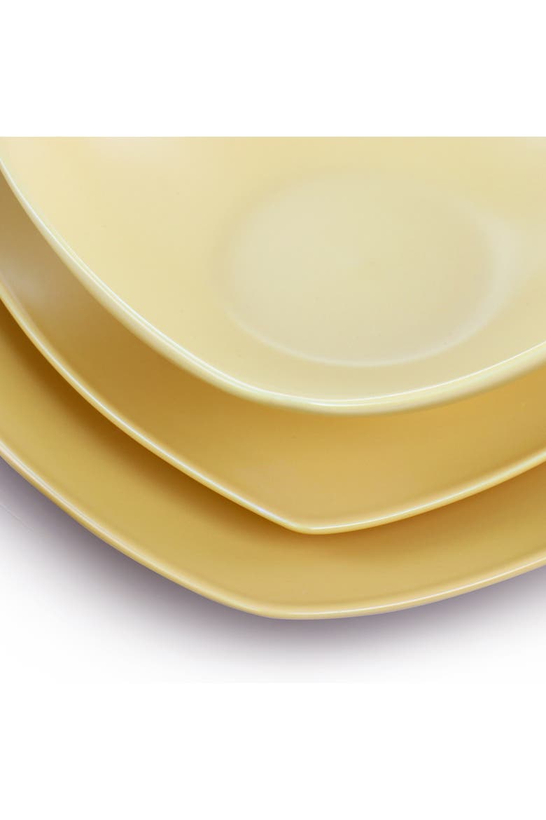 12 Piece Square Fine Ceramic Dinnerware Set, Alternate, color, Yellow