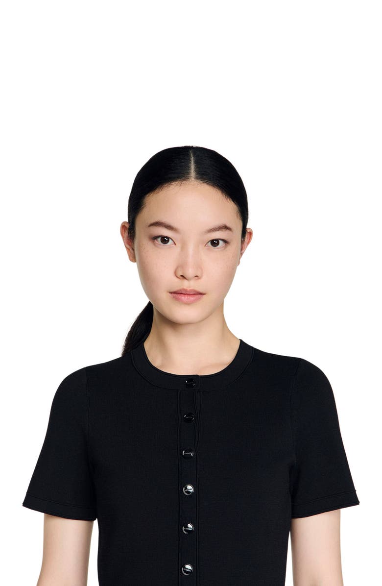 SANDRO Peplum knit maxi dress, Alternate, color, Black