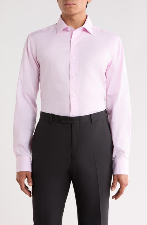 Trim Fit Textured Cotton Shirt