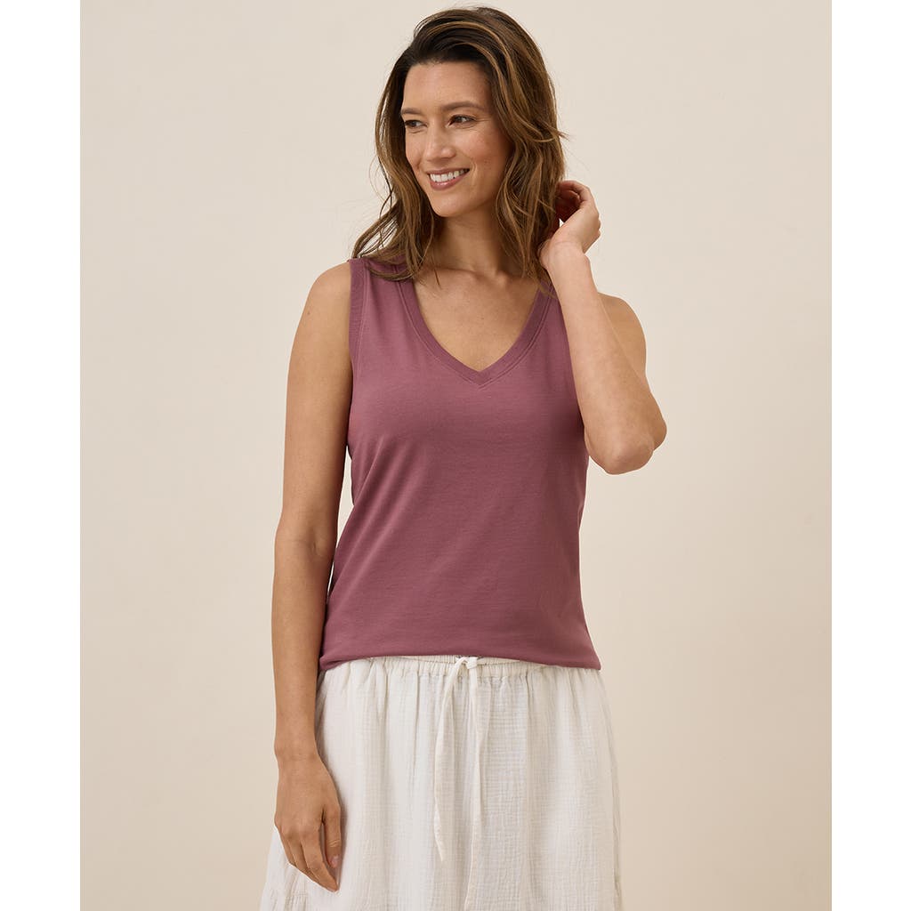 Pact Organic Cotton Softspun V-neck Tank In Mauve