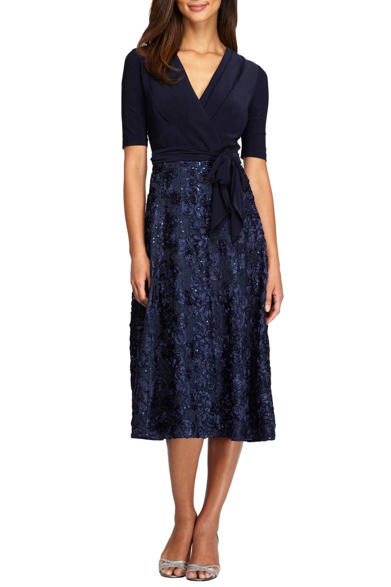 Embellished Surplice Cocktail Dress, Main, color, NAVY
