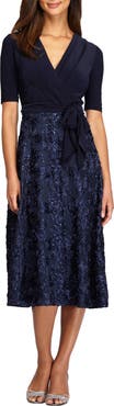 Alex Evenings Embellished Surplice Cocktail Dress