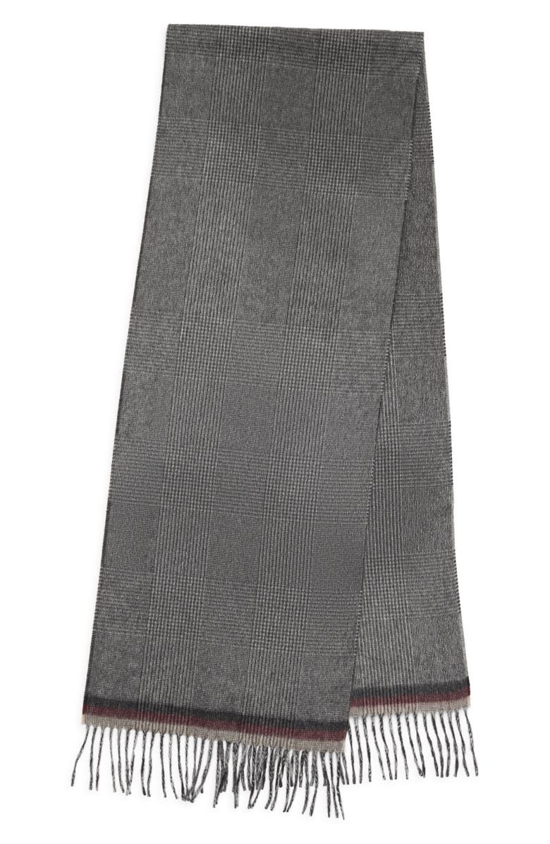 Nordstrom Plaid Cashmere Scarf, Alternate, color, Charcoal