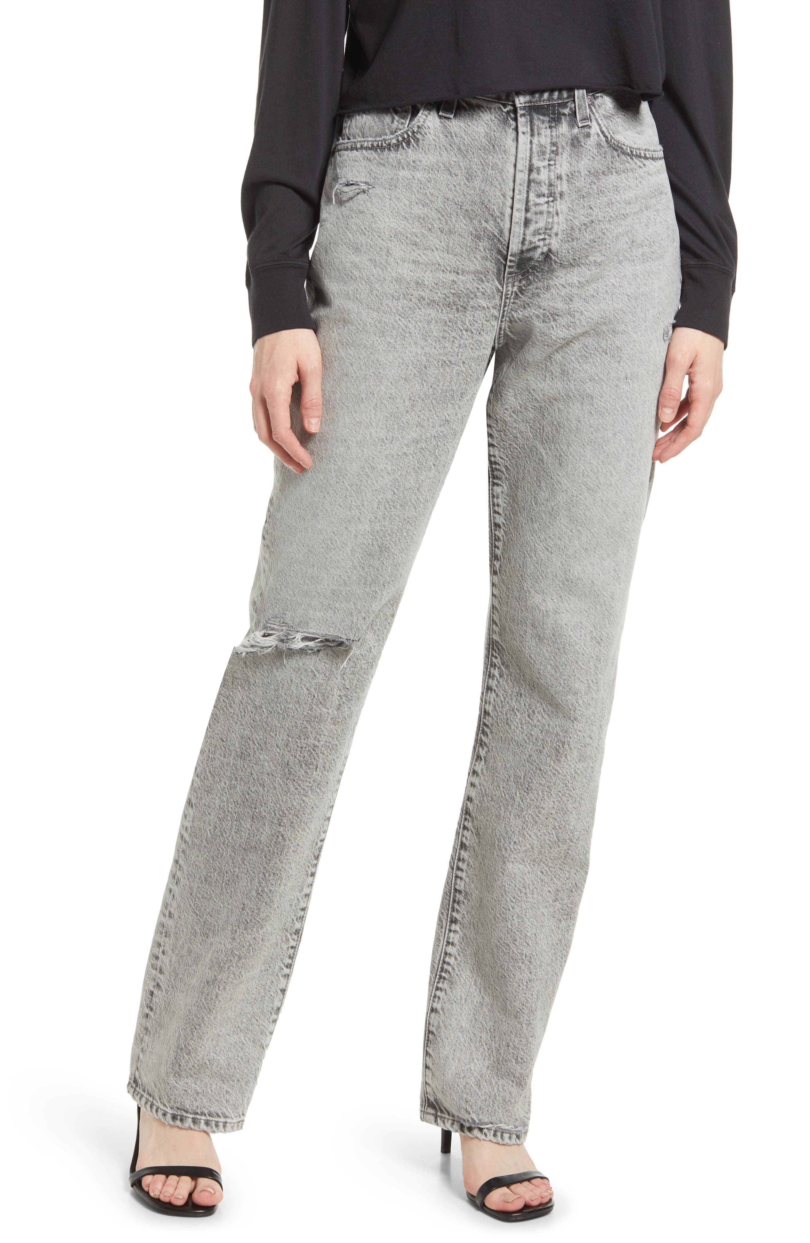 AG Ezzra Ripped High Waist Relaxed Straight Leg Jeans