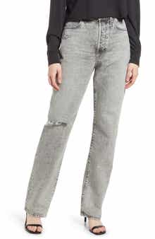AG Ezzra Ripped High Waist Relaxed Straight Leg Jeans