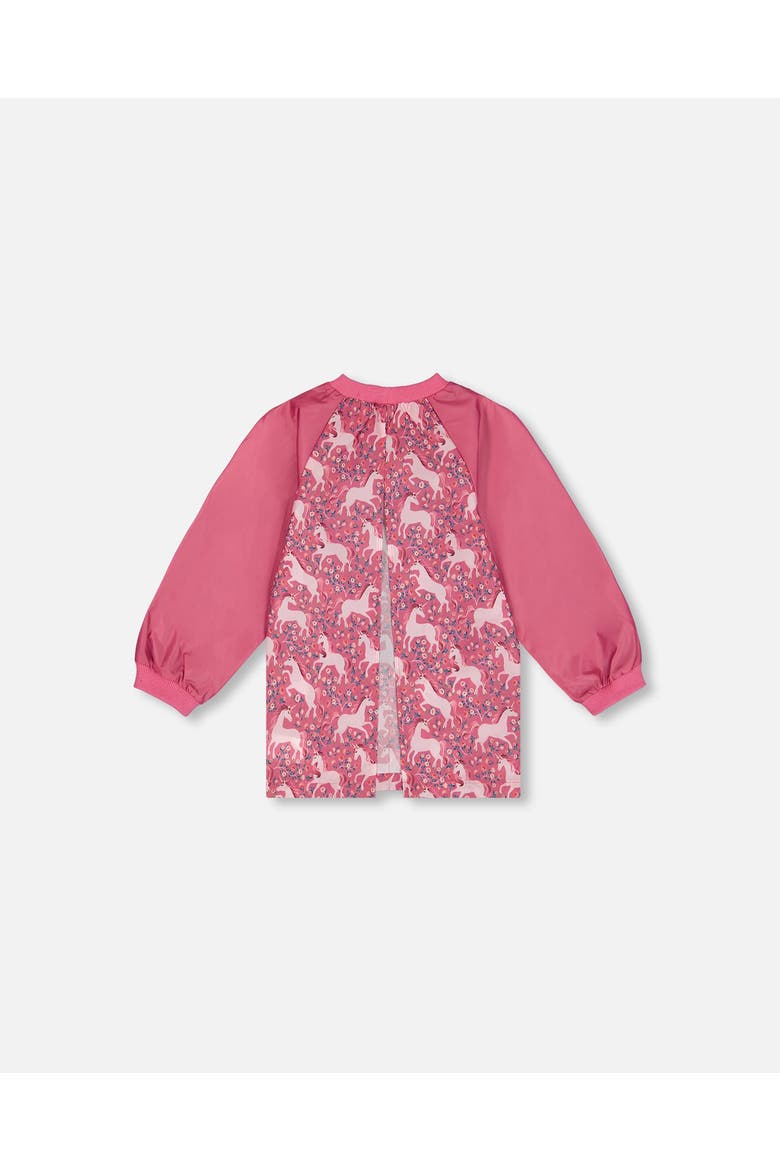 Little Girl's School Apron Pink Printed Unicorn, Alternate, color, Printed Unicorns