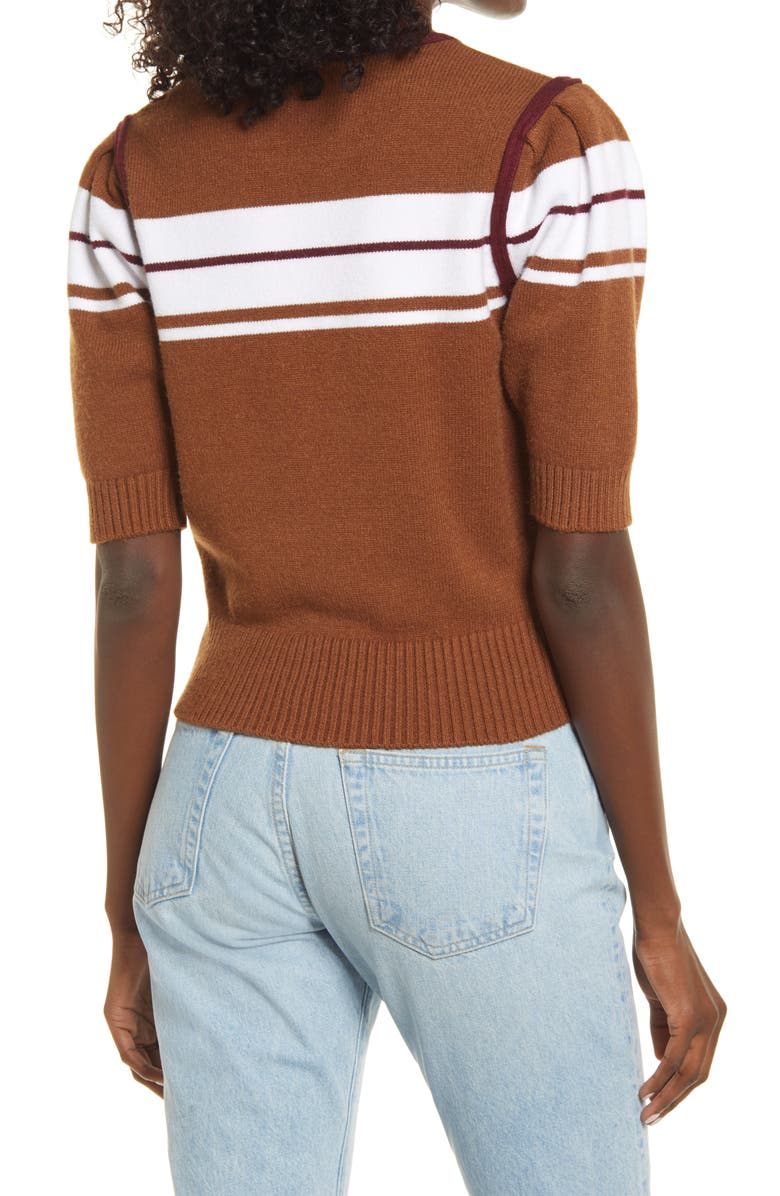 English Factory Stripe Puff Sleeve Sweater, Alternate, color,