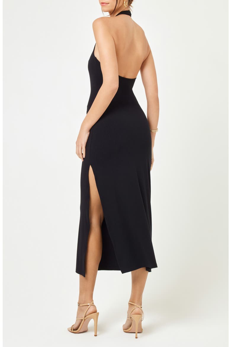London Halter Midi Dress, Alternate, color, BLACK