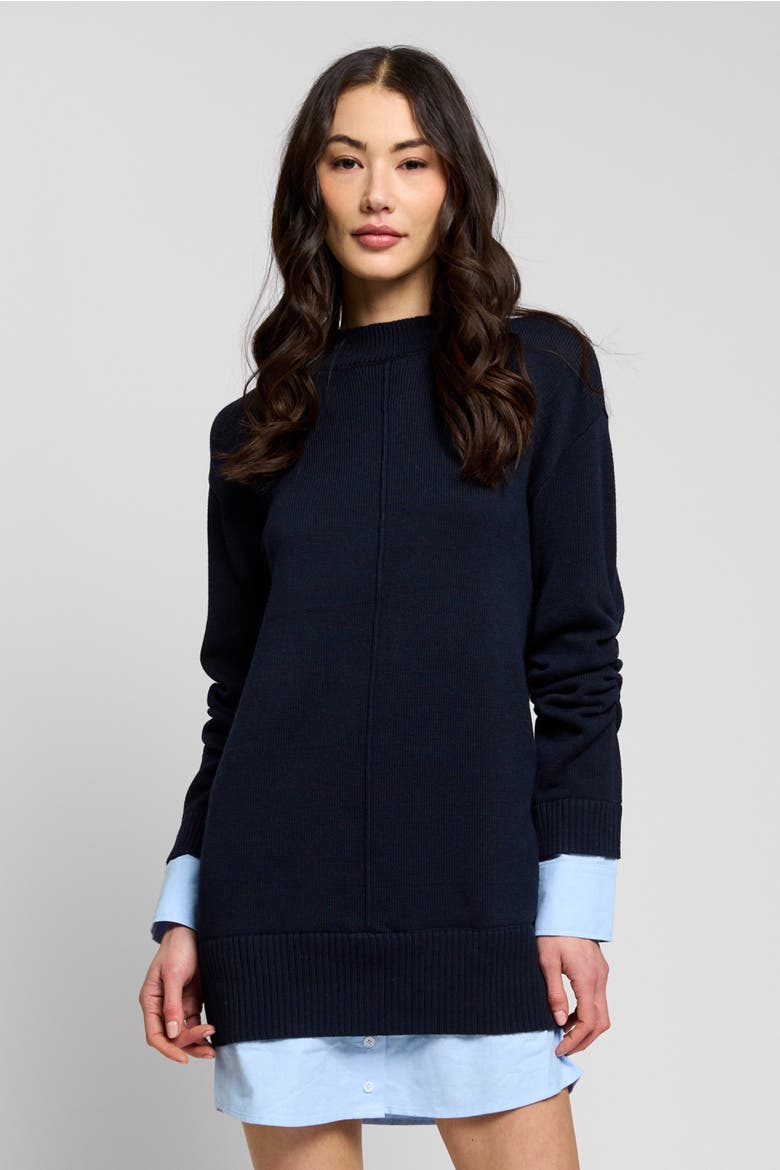 Coen Twofer Mockneck Dress, Alternate, color, NAVY