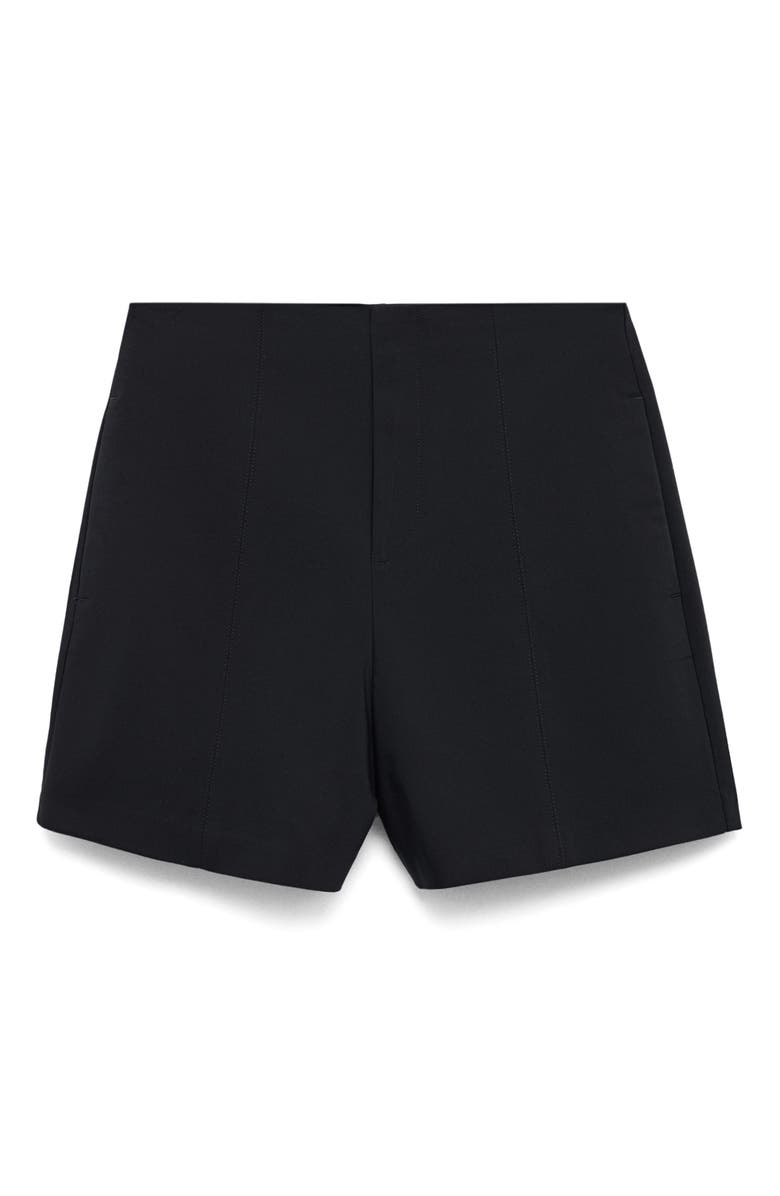 MANGO Seamed High Waist Straight Leg Twill Shorts, Alternate, color, 