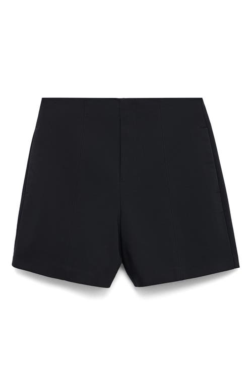 Mango Seamed High Waist Straight Leg Twill Shorts In Black