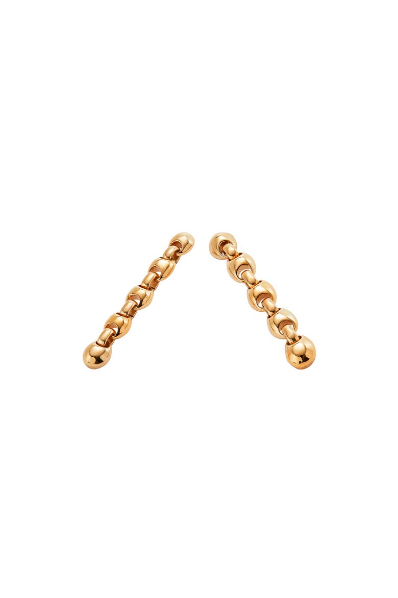 Long Earrings Plated in 18K Gold with Ball-Shaped Links, Alternate, color, Gold