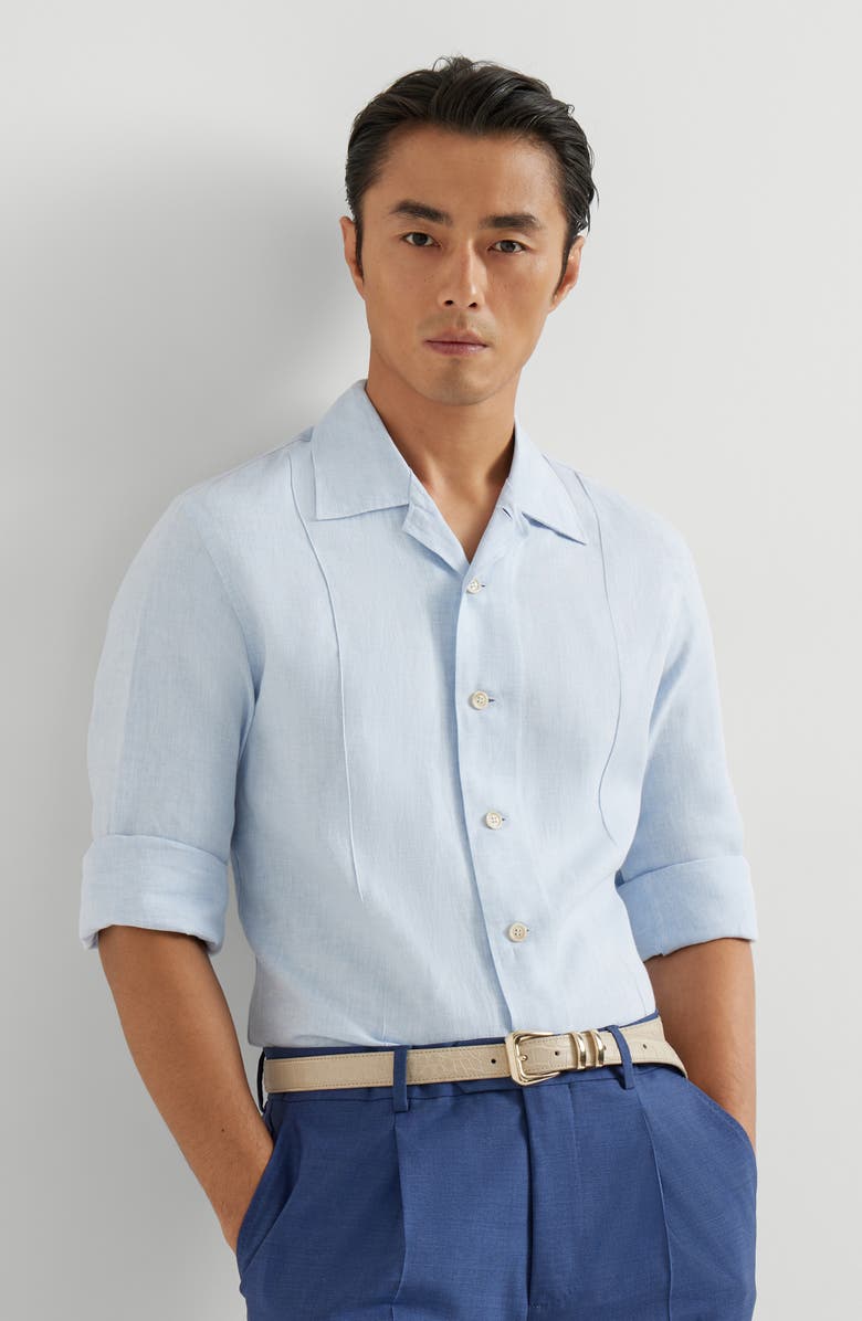 Brunello Cucinelli Shirt with Crête details, Alternate, color, Azure