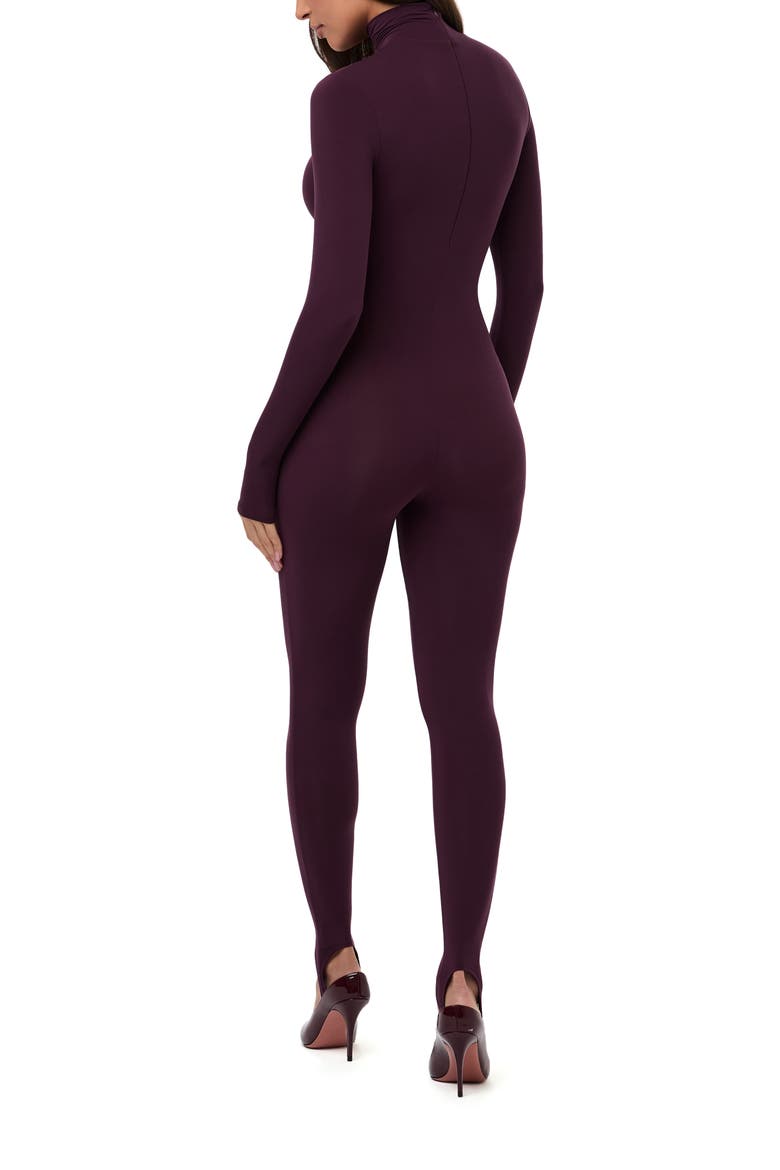 Long Sleeve Stirrup Jumpsuit, Alternate, color, DARK PLUM