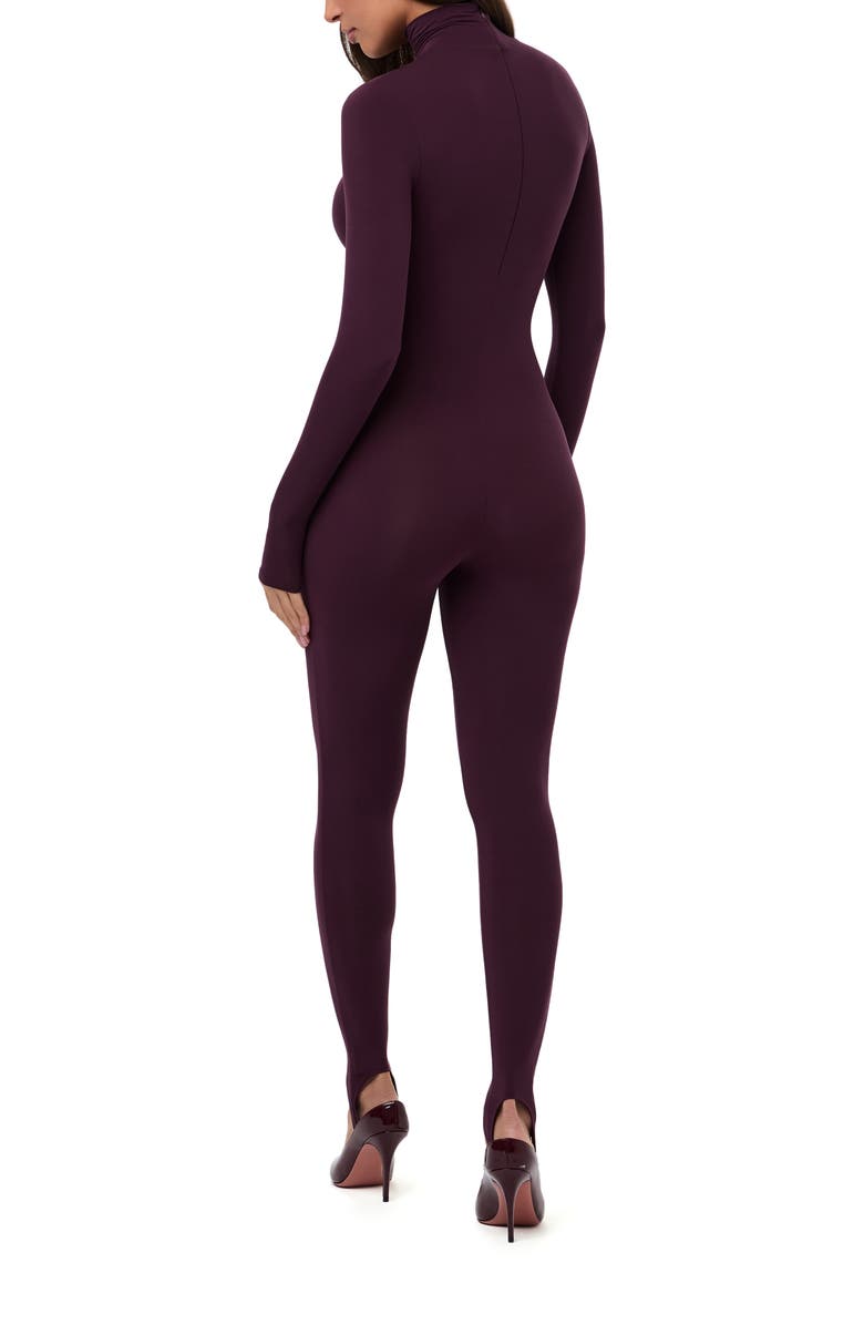 Naked Wardrobe Long Sleeve Stirrup Jumpsuit, Alternate, color, Dark Plum