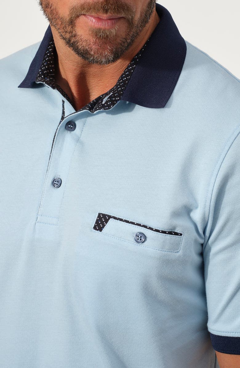 STUDIO GARNET LOS ANGELES Chest Pocket Stretch Cotton Polo, Alternate, color, Lake