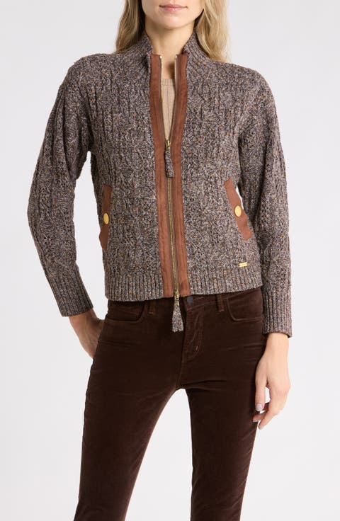 Shiloh Suede Trim Knit Jacket
