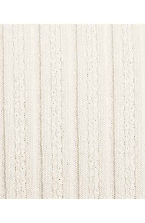 Lands' End Elbow Sleeve Pointelle Rib Mock Neck In White