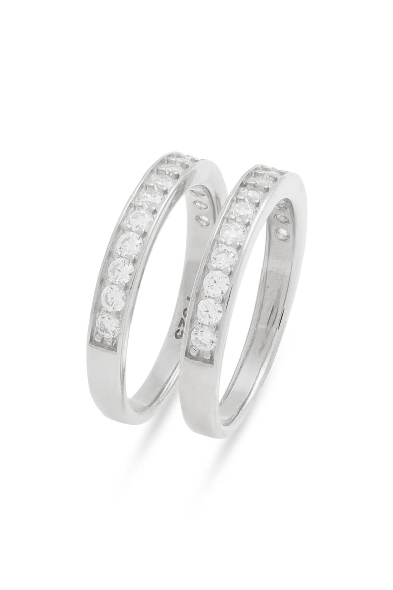 Set of 2 Cubic Zirconia Rings, Main, color, PLATINUM PLATED