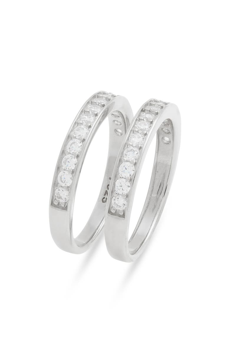 Nordstrom Set of 2 Cubic Zirconia Rings, Main, color, Platinum Plated