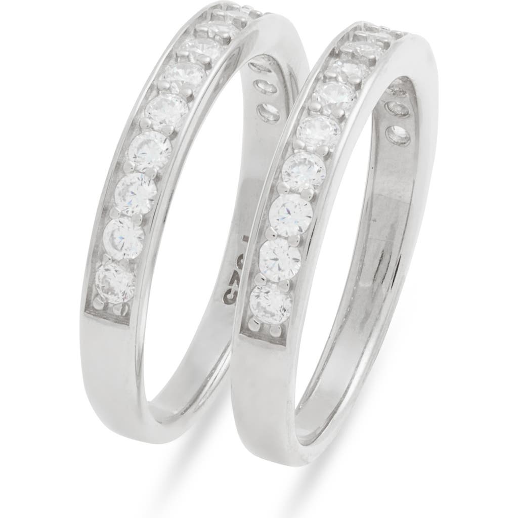 Nordstrom Set Of 2 Cubic Zirconia Rings In Silver