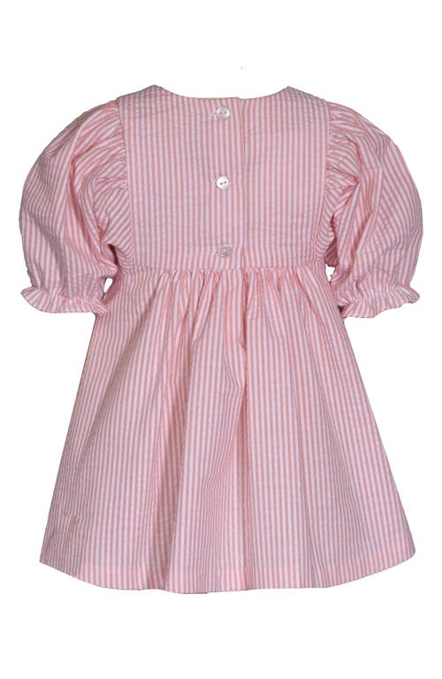 Iris & Ivy Kids' Seersucker Embroidered Easter Dress In Peach