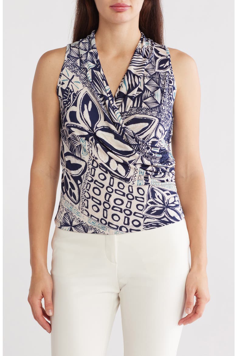 Surplice V-Neck Sleeveless Top, Main, color, NAVY