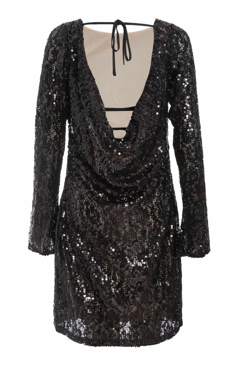 QUIZ Sequin Long Sleeve Bodycon Dress, Alternate, color, 
