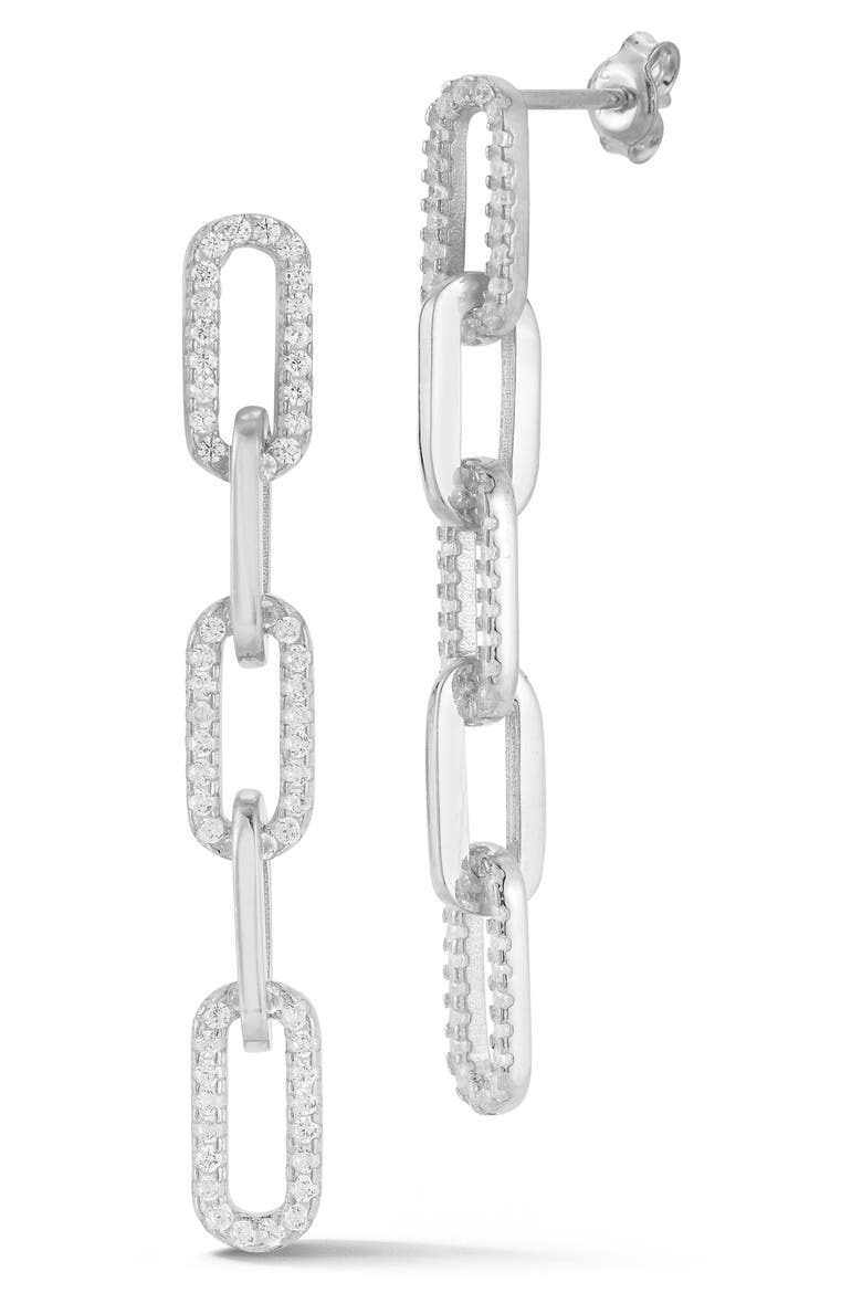 5-Link Drop Earrings, Main, color, SILVER