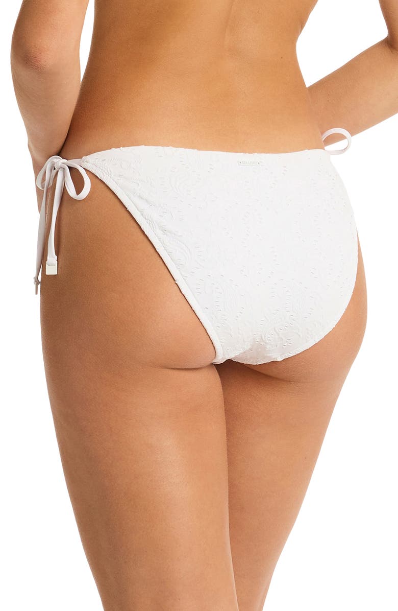 Sea Level Interlace Tie Side Bikini Bottoms, Alternate, color, 