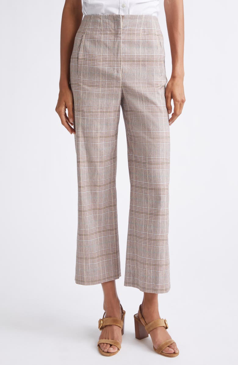 Veronica Beard Dova High Waist Glen Check Ankle Pants, Main, color, Raisin Multi
