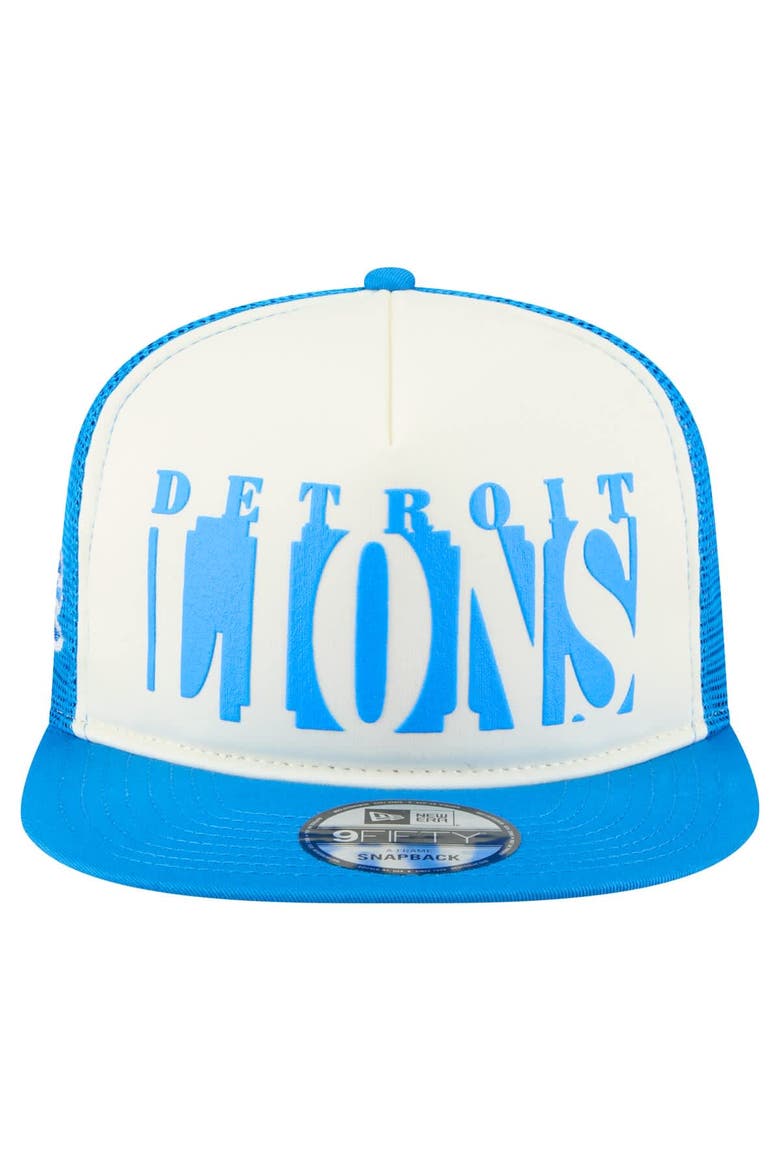 Men's New Era Cream/Blue Detroit Lions  Cutout A-Frame 9FIFTY Snapback Hat, Alternate, color, Cream