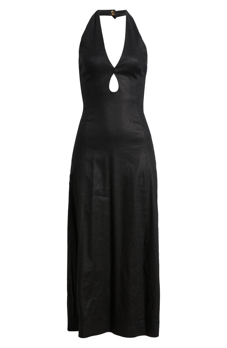 Cult Gaia Lianna Tie Back Halter Maxi Dress, Alternate, color, Black