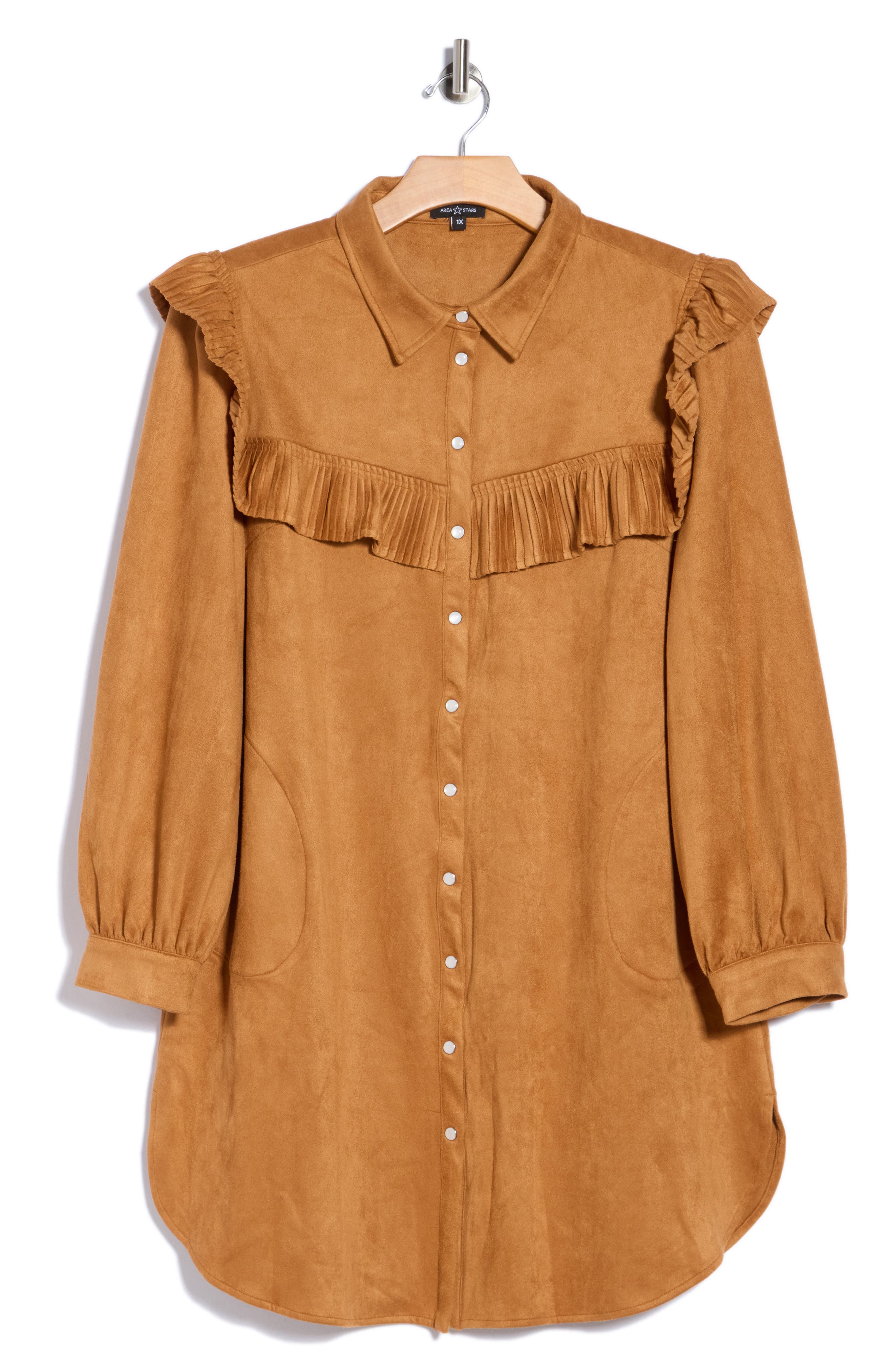 Parker Faux Suede Long Sleeve Babydoll Dress