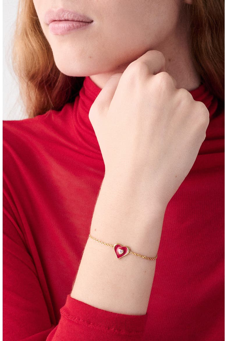 Love Notes Heart Pendant Bracelet, Alternate, color, RED