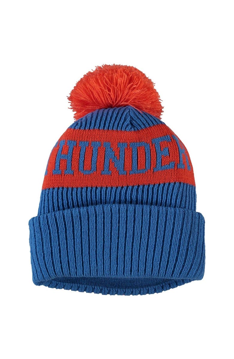 New Era Youth New Era Blue Oklahoma City Thunder Sport Cuffed Knit Hat with Pom, Alternate, color,