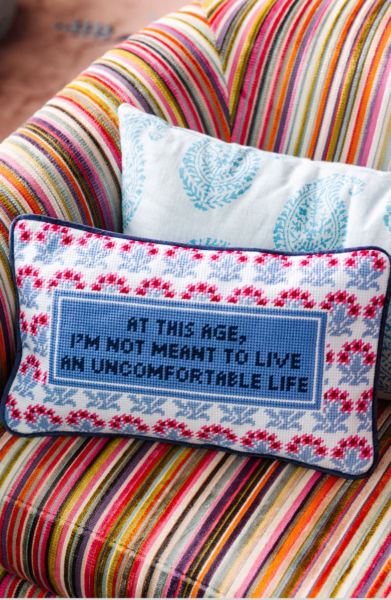 Furbish Uncomfortable Needlepoint Pillow, Alternate, color, Uncomfortable