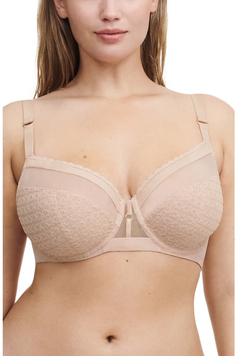 Monogram Underwire Unlined Plunge Bra, Main, color, BEIGE BLUSH