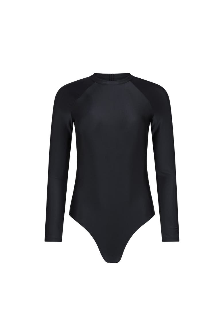 Sydney Long-sleeved One Piece Bathing Suit, Main, color, Black