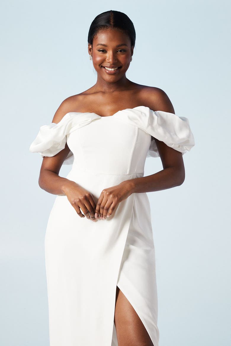 Corset Sleeve Wedding Dress, Alternate, color, Ivory