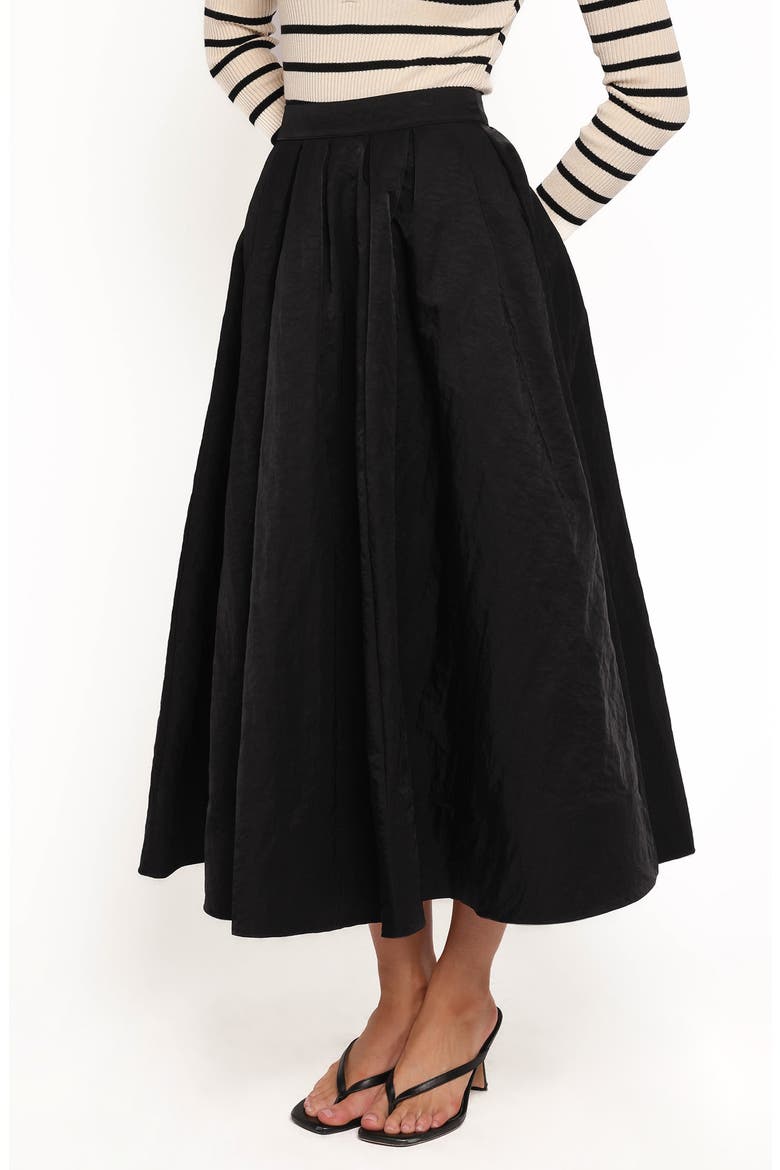 Yuki Pleated Nylon Circle Skirt, Alternate, color, BLACK