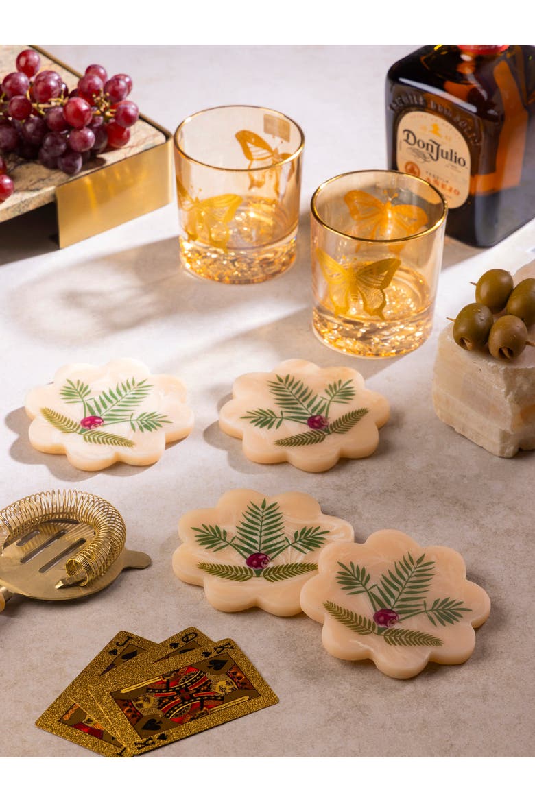 Trellis Marbled Coasters, Alternate, color, Beige