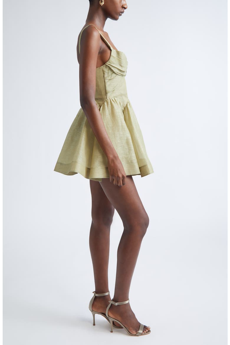 Rebellion Draped Linen & Silk Fit & Flare Minidress, Alternate, color, PALM