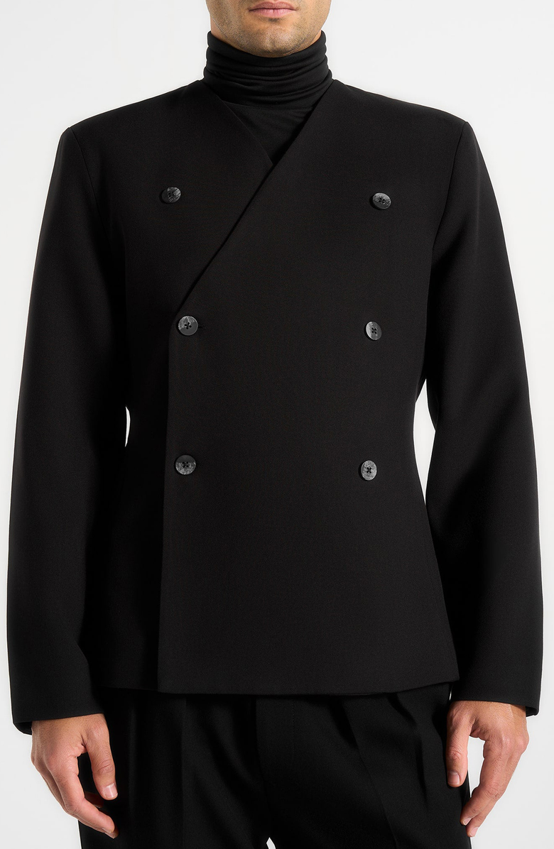 Manière De Voir Timeo Tailored Kimono Blazer, Main, color, Black