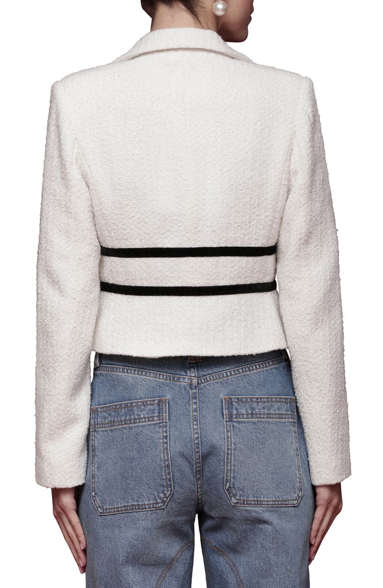 Avec Les Filles Bow Tweed Crop Jacket, Alternate, color, Ivory